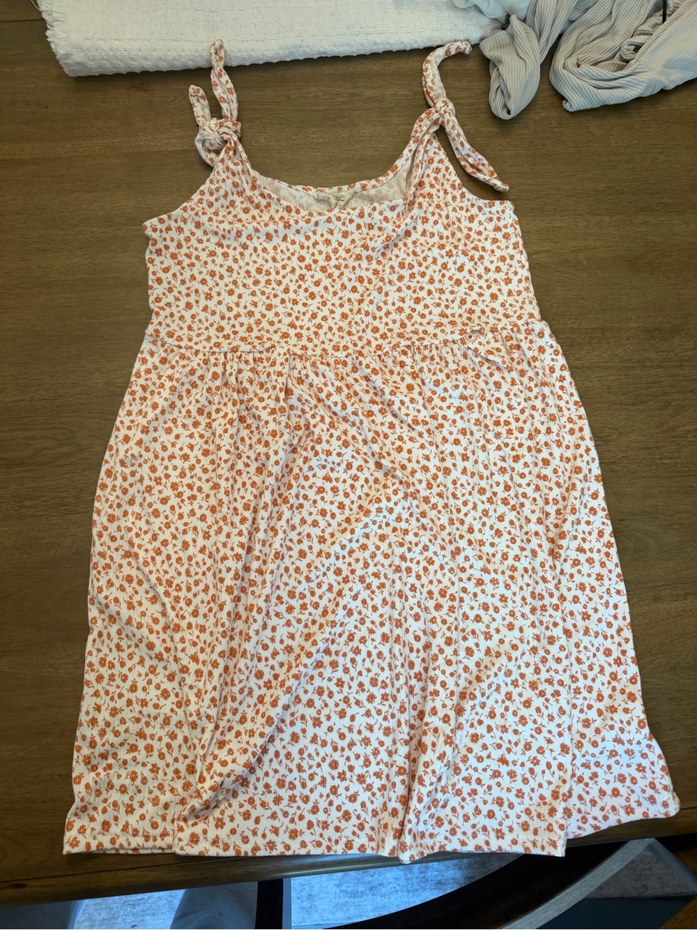 Jessica Simpson White Mini Sundress with Orange Floral Print